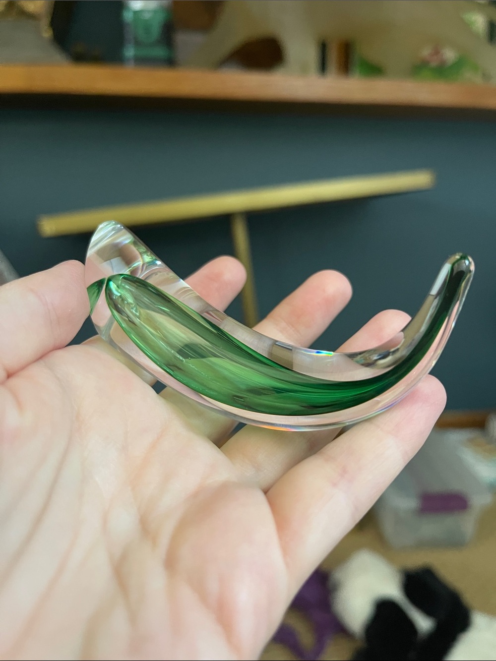 Handblown Green Glass modern whale handblown